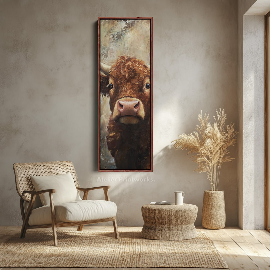 Highland Cow Vertical Wall Art Tall Skinny Artwork