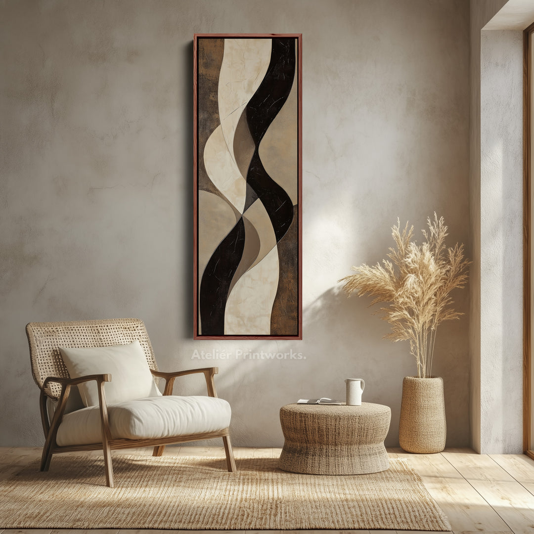 Minimalist Abstract Curves and Textures Long Vertical Wall Art