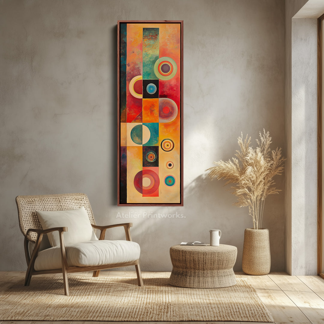 Abstract Circles and Lines Vertical Long Wall Art
