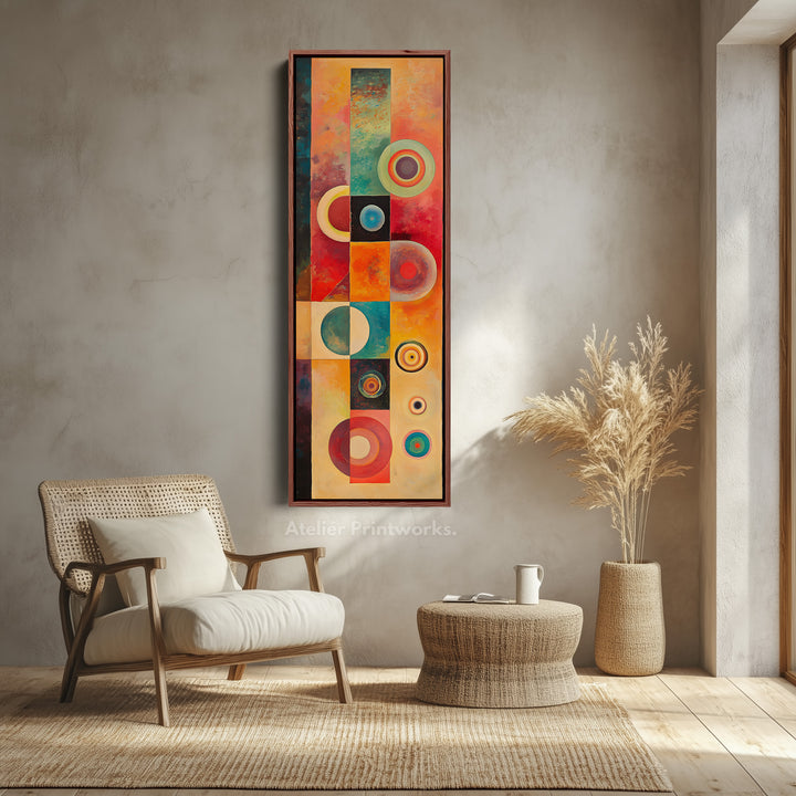 Abstract Circles and Lines Vertical Long Wall Art