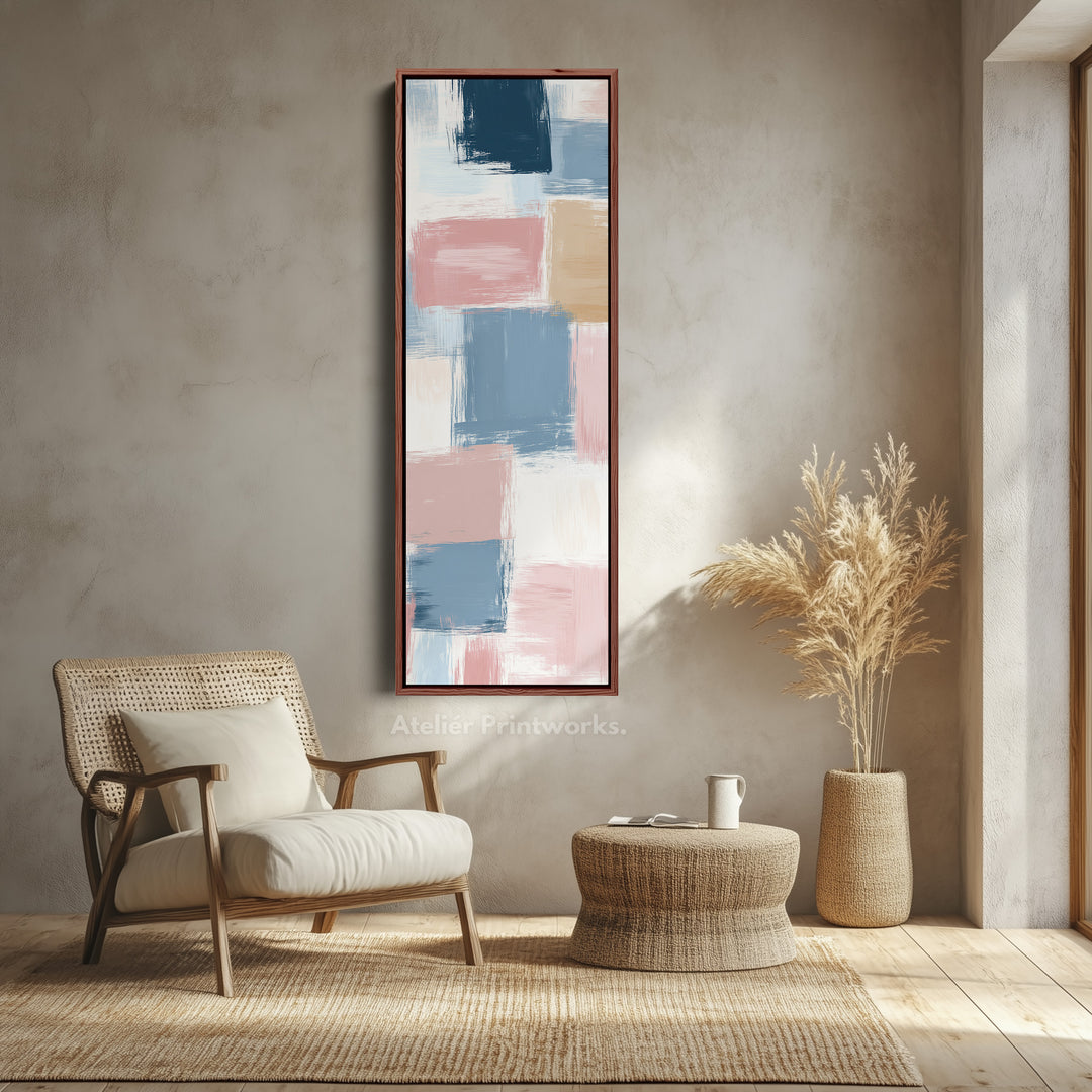 Tall Vertical Pastel Color Block Abstract Long Narrow Wall Art