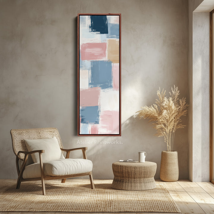Tall Vertical Pastel Color Block Abstract Long Narrow Wall Art