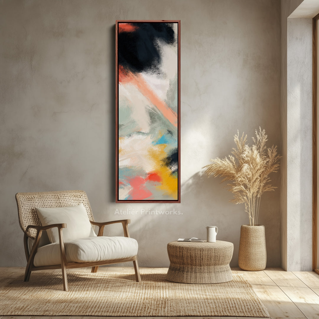 Long Narrow Vertical Colourful Abstract Wall Art Tall slim Wall Decor