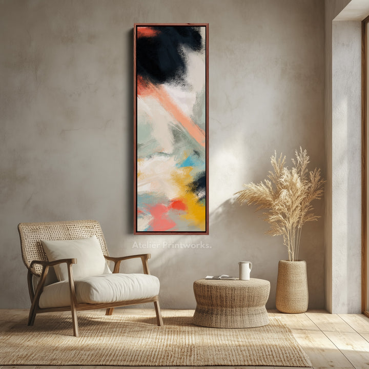 Long Narrow Vertical Colourful Abstract Wall Art Tall slim Wall Decor