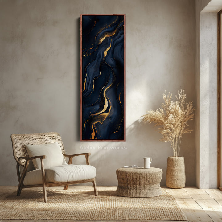 Gold Marble Abstract Long Vertical Wall Decor