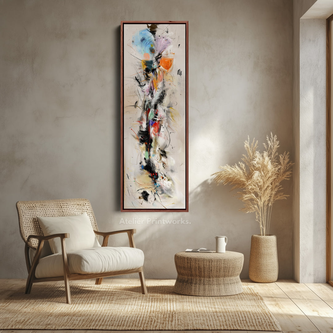 Long Narrow Vertical Colourful Abstract Large Canvas Wall Art