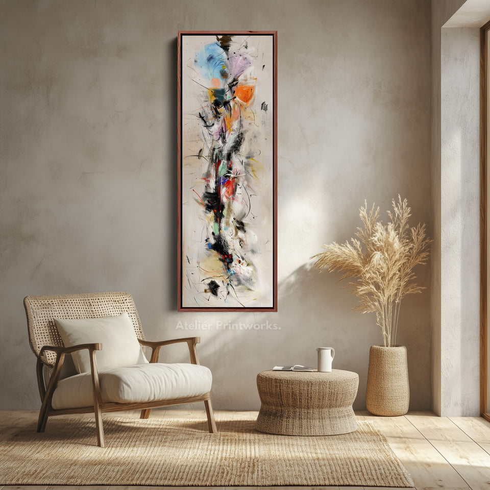 Long Narrow Vertical Colourful Abstract Large Canvas Wall Art