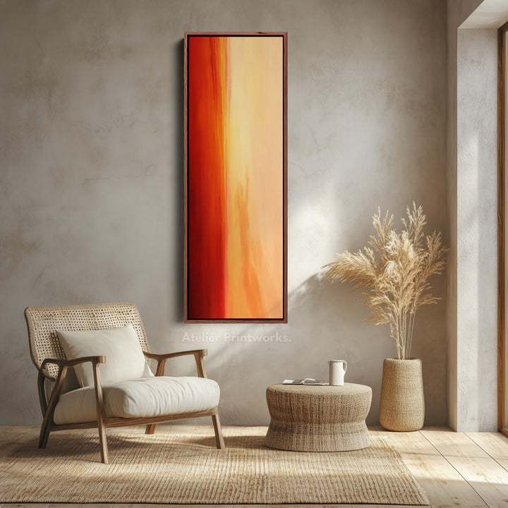 Red & Orange Abstract Skinny Tall Vertical Large Canvas Wall Art