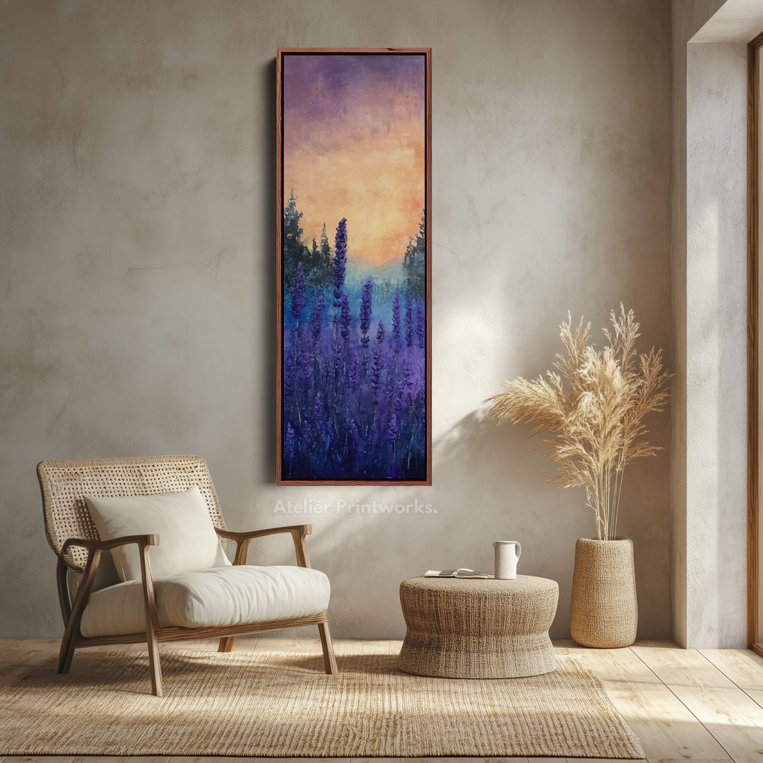 Large Frame Wall Decor - Lavender Long Narrow Vertical Wall Art