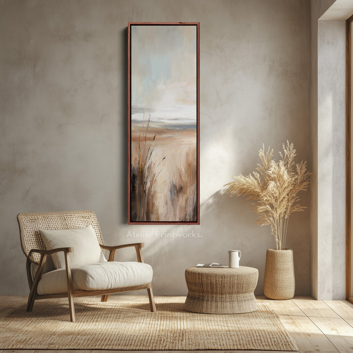 Beige Abstract Large Canvas Wall Decor - Vertical Long Narrow Wall Art