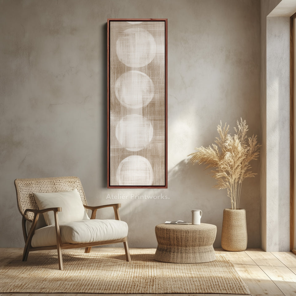 Minimalist Beige & White Abstract Vertical Wall Decor Large Framed Canvas