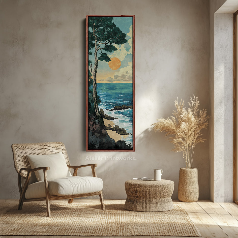 Coastal Big Framed Pictures Tall Narrow Vertical Wall Art