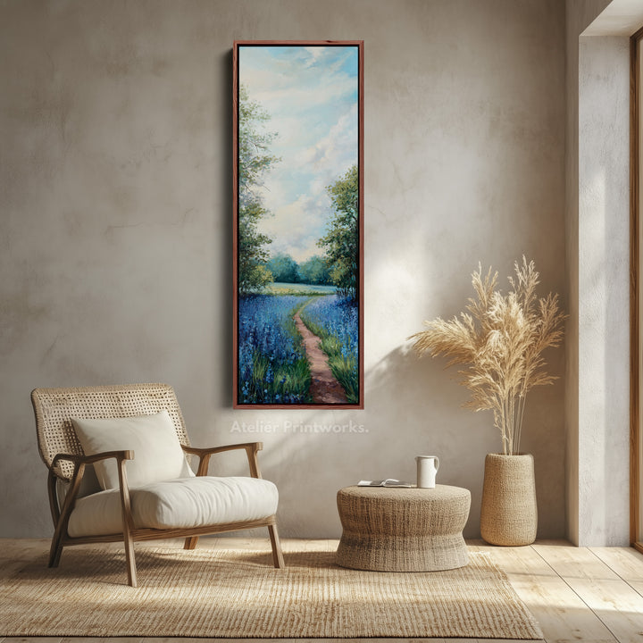 Bluebell Large Painting Vertical Long Wall Art Large Canvas Decor