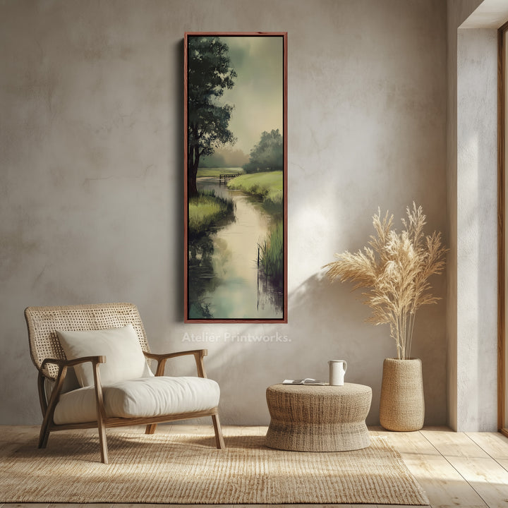 Large Long Vertical Wall Art Large Framed Canvas Tranquil River Picture