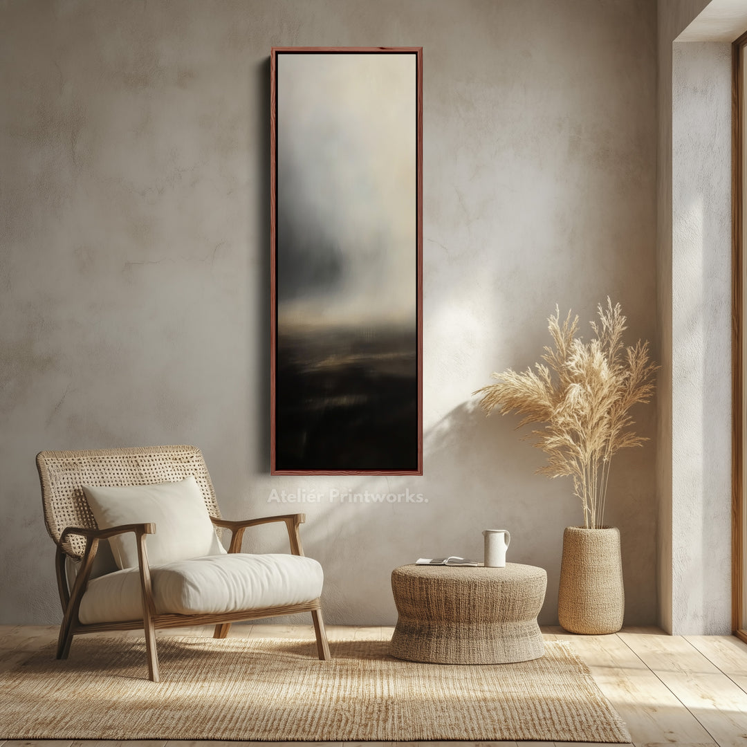 Grey Cloud Long Vertical Skinny Large Framed Canvas Decor