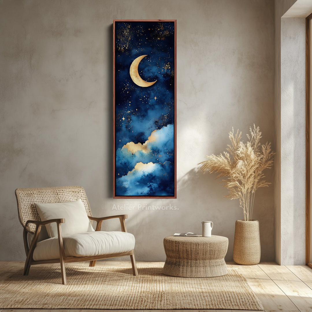 Starry Night Sky Wall Art Long Skinny Narrow Canvas Wall Art