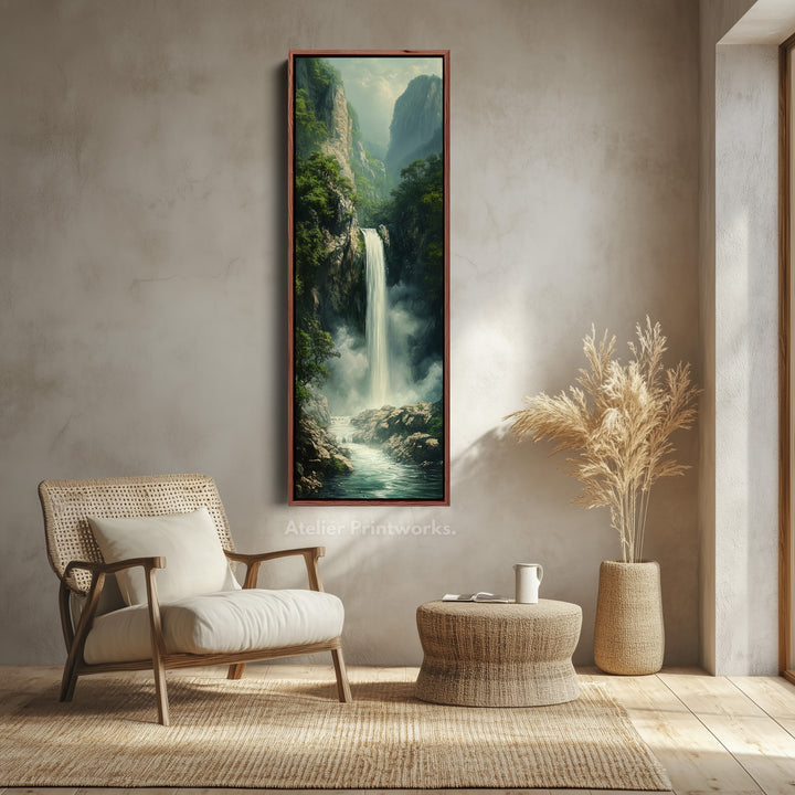 Long Narrow Vertical Large Canvas Wall Decor Waterfall