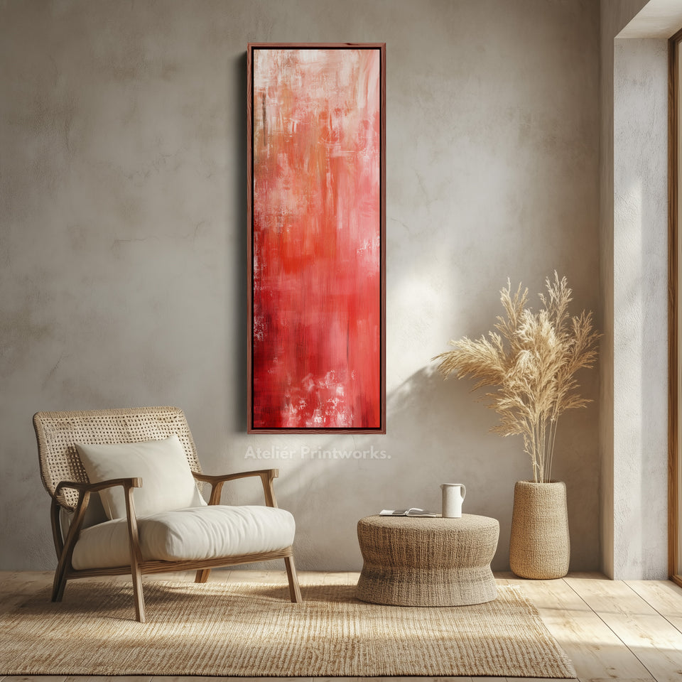 Abstract Red Vertical Tall Wall Art Large Framed Canvas