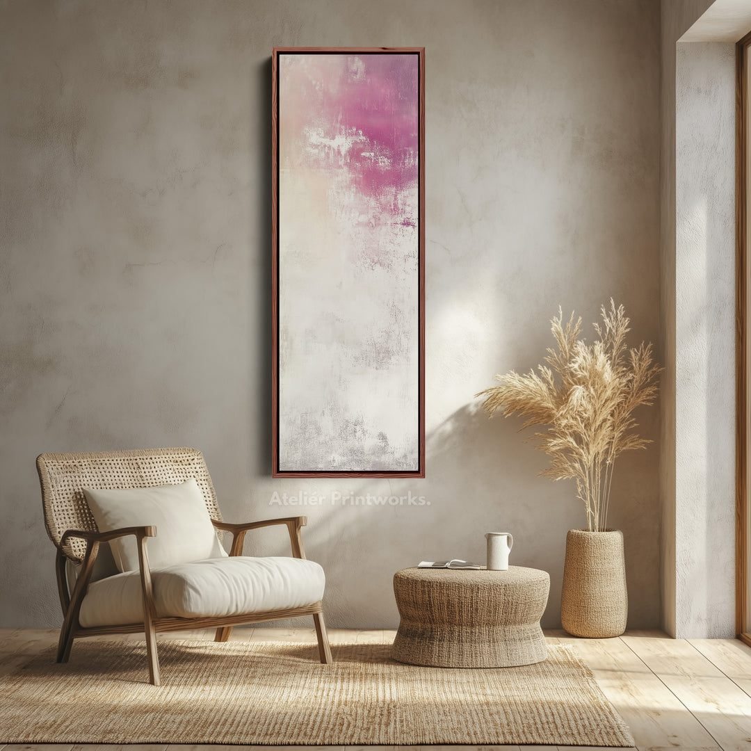 Abstract Pink Vertical Tall Wall Art Large Framed Canvas