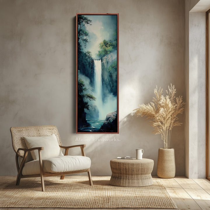 Waterfall Vertical Tall Wall Art Large Framed Canvas