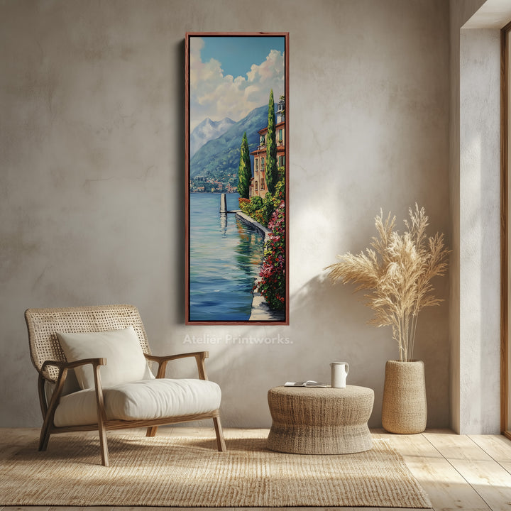 Lake Como Vertical Tall Wall Art Large Framed Canvas