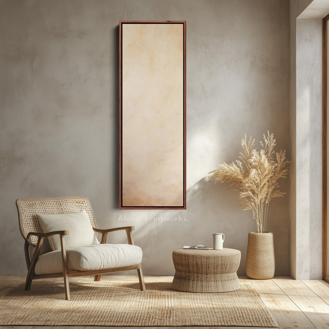 Art mural vertical abstrait beige - Décoration murale verticale haute, longue et étroite