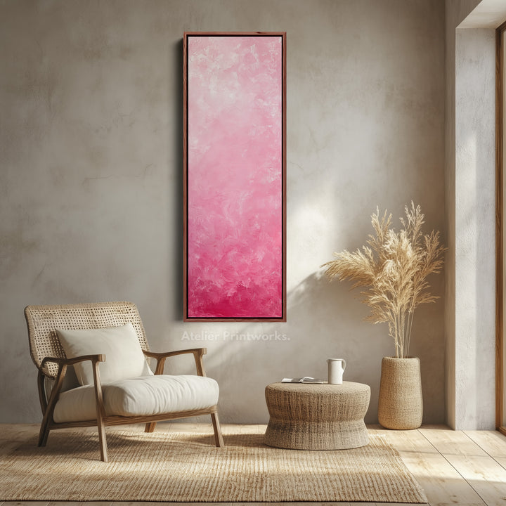Abstract Pink Vertical Wall Art - Tall Long Narrow Vertical Wall Decor