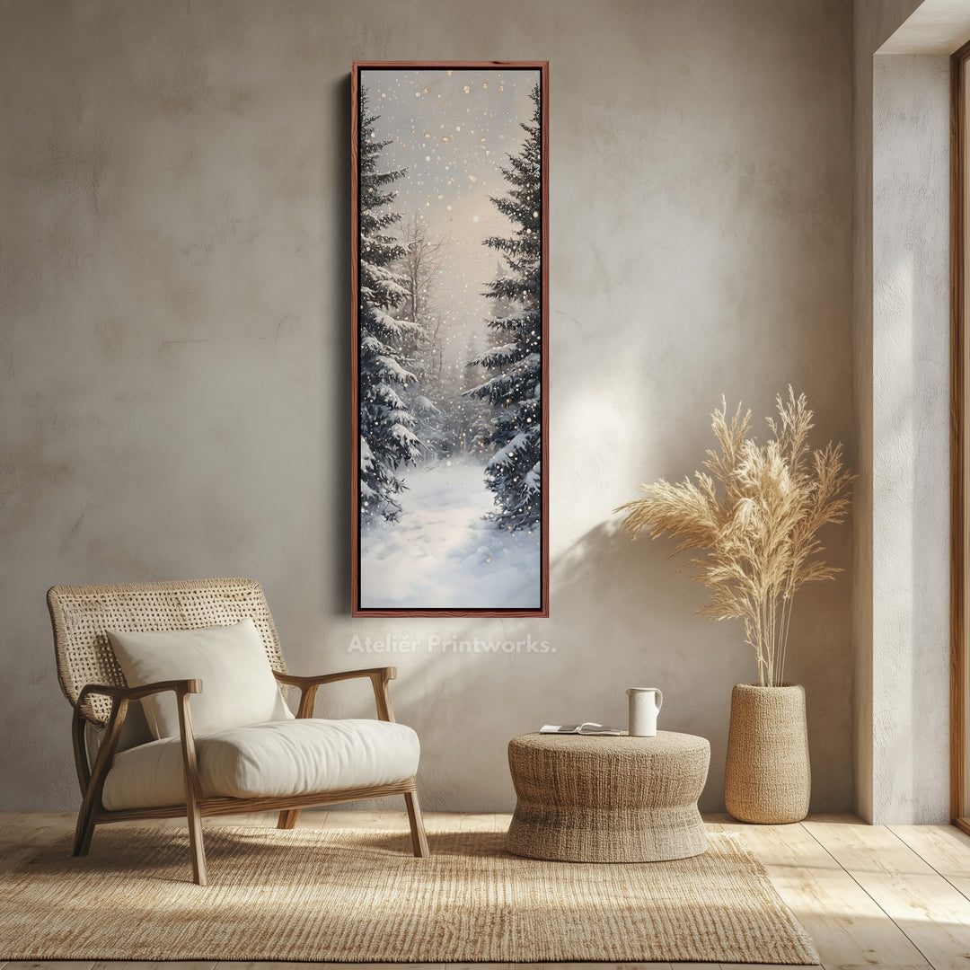 Winter Landscape Long Narrow Vertical Wall Art Large Canvas Wall Decor