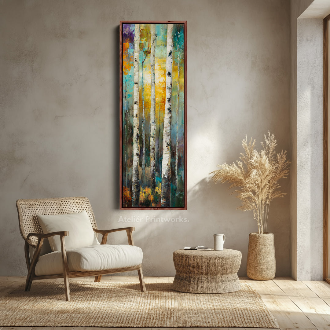 Birch Tree Long Narrow Vertical Wall Art Large Canvas Wall Decor
