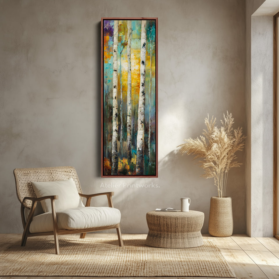 Birch Tree Long Narrow Vertical Wall Art Large Canvas Wall Decor