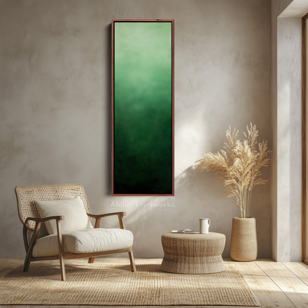 Minimalist Green Living Room Decor Vertical Wall Art - Tall Long Narrow Vertical
