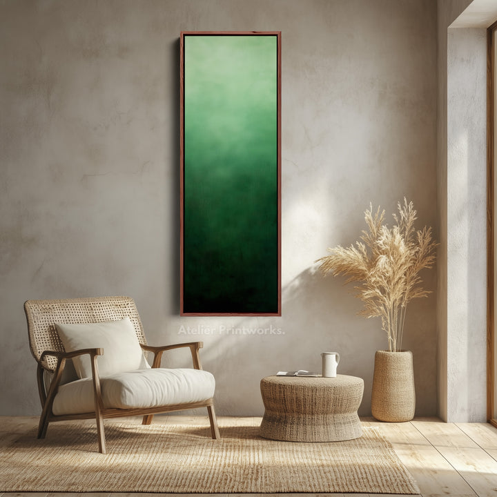 Minimalist Green Living Room Decor Vertical Wall Art - Tall Long Narrow Vertical