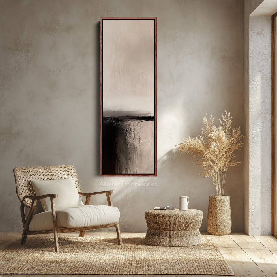 Lange smalle verticale wandkunst minimalistisch abstract grijs