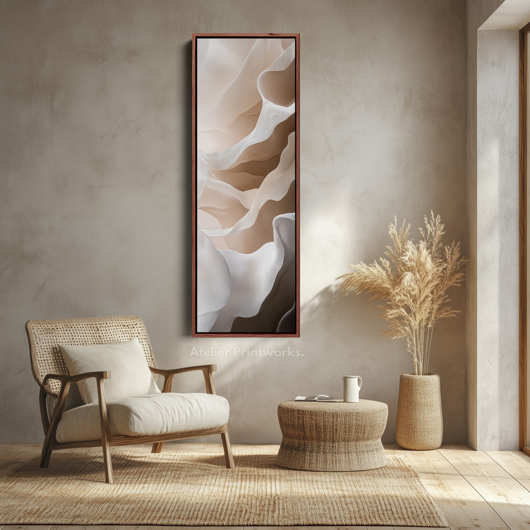 Beige & White Long Narrow Vertical Wall Art Large Canvas Decor