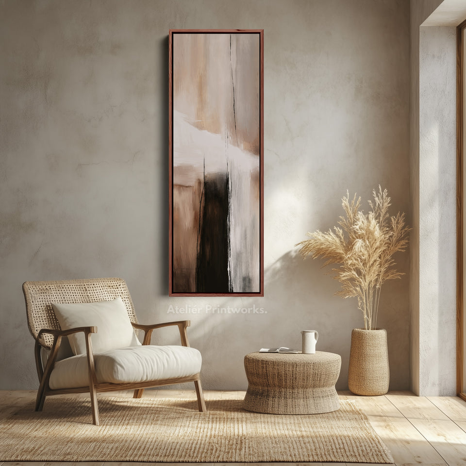 Neutral Abstract Large Canvas Long Narrow Vertical Wall Art Decor