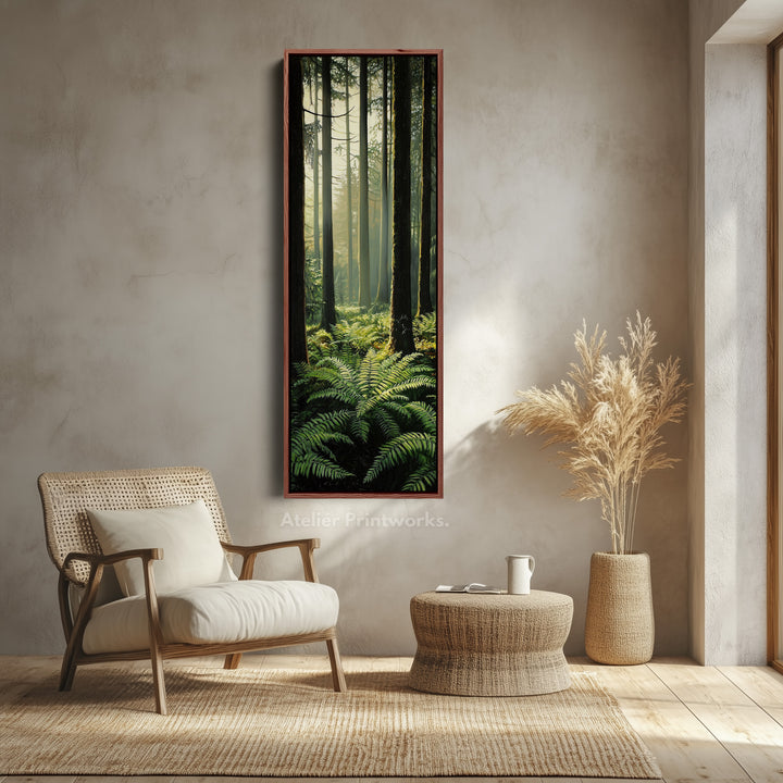 Fern Forest Long Narrow Framed Canvas Wall Art For Living Room