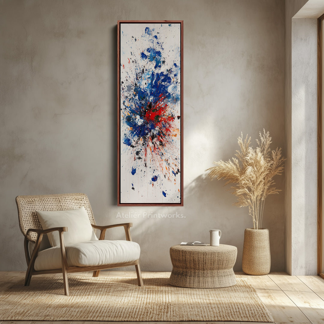 Toile encadrée grande verticale haute couleur abstraite