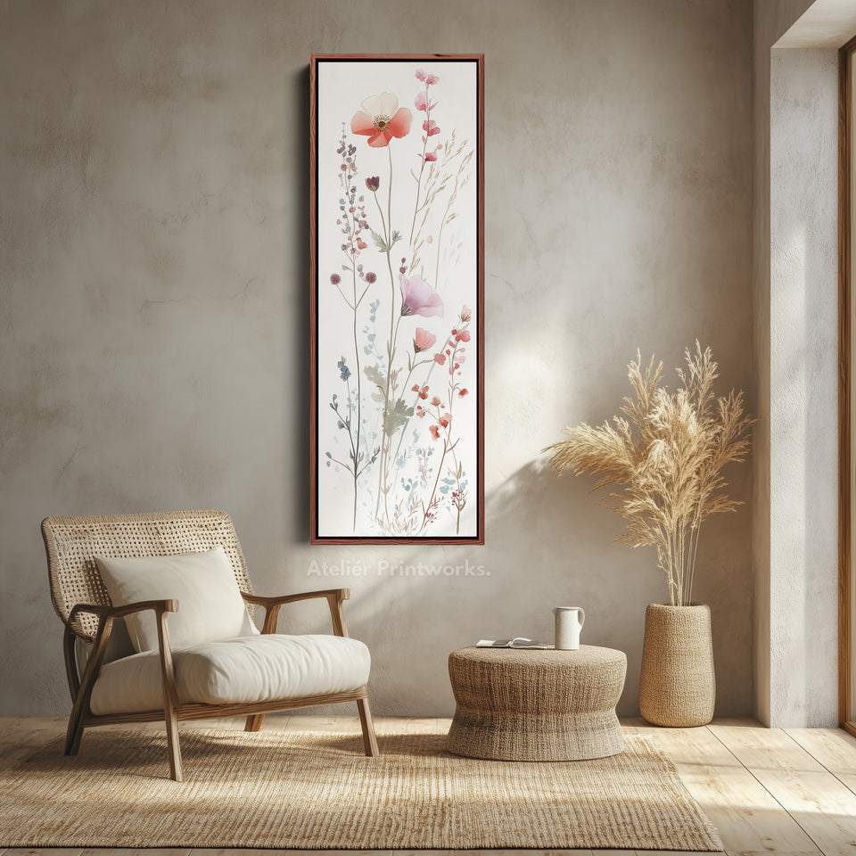Wild Flower Long Tall Vertical Framed Canvas Wall Art
