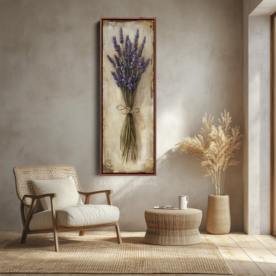 Kitchen Wall Art Long Vertical Framed Canvas Decor Lavender