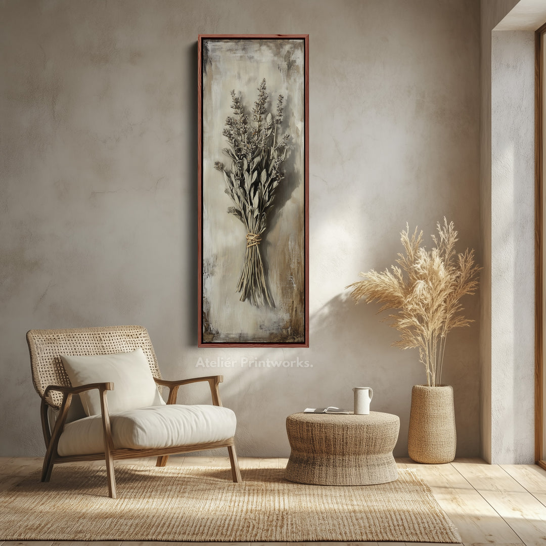 Kitchen Wall Art Long Vertical Framed Canvas Decor Vintage Sage, image size:1080x1080