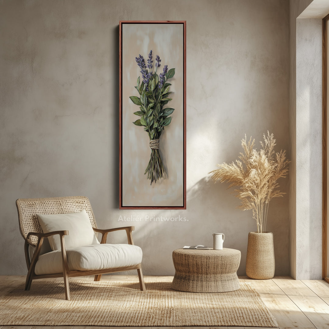 Cottagecore Kitchen Wall Art Long Vertical Framed Canvas Decor