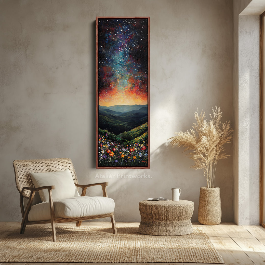 Starry Night Sky Tall Skinny Wall Decor Framed Canvas