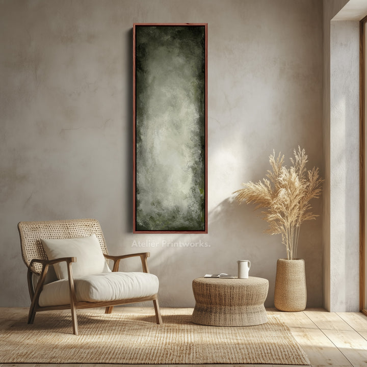 Abstract Rustic Green Long Living Room Framed Canvas Wall Decor