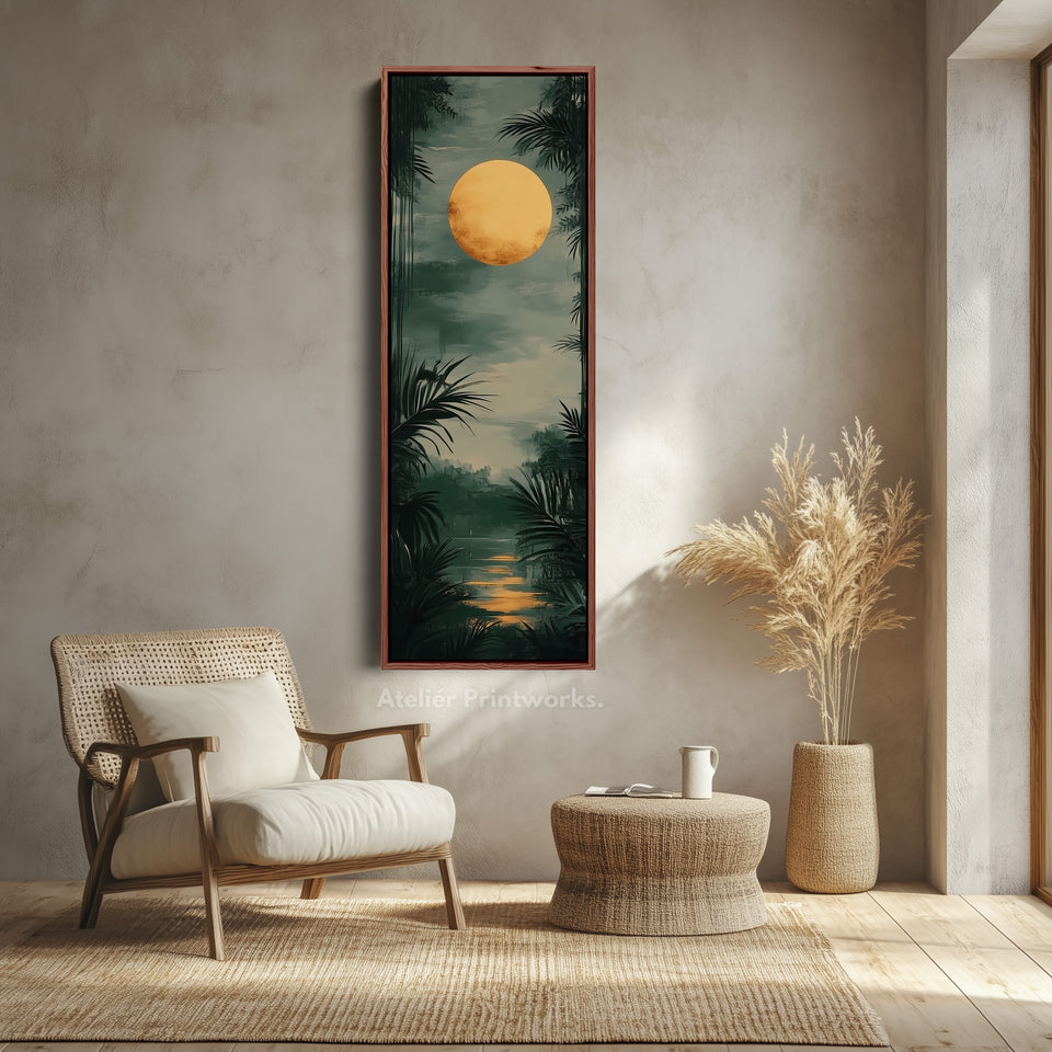 Golden Moon Lang Wohnzimmer Gerahmte Leinwand Wanddekoration
