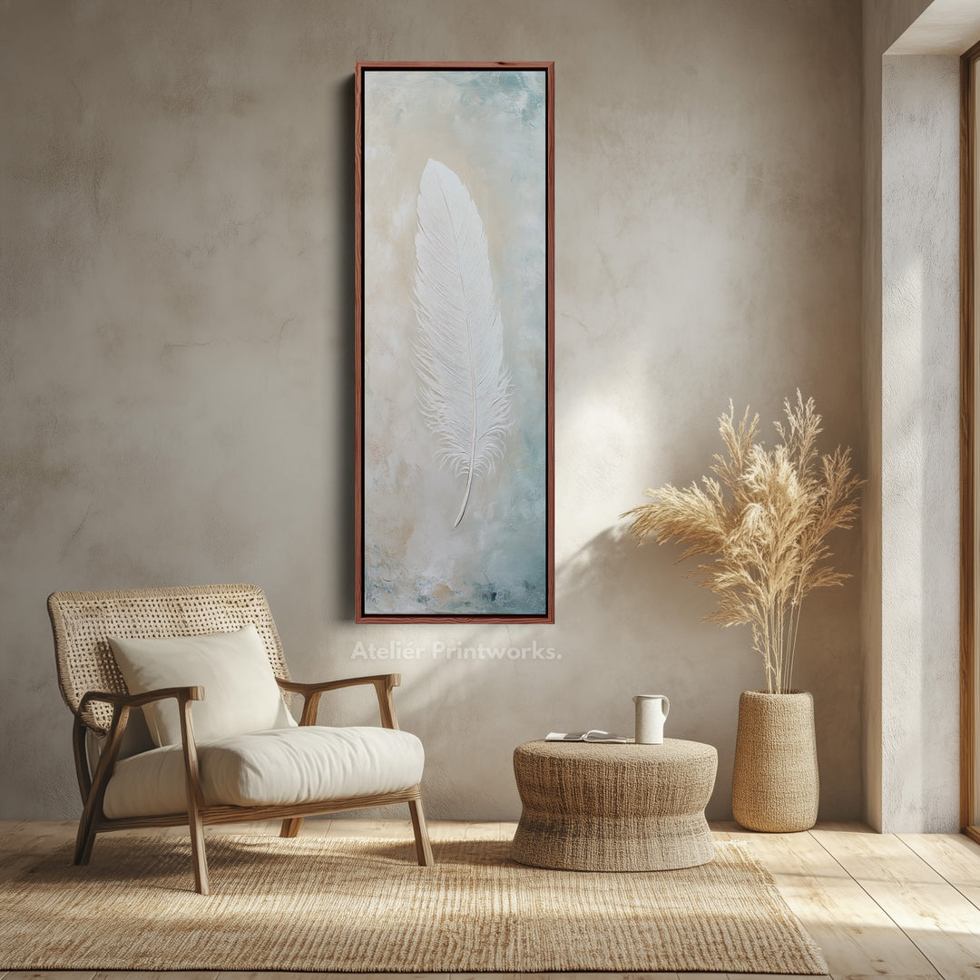 Hall Way Feather Large Vertical Long Skinny Wall Art