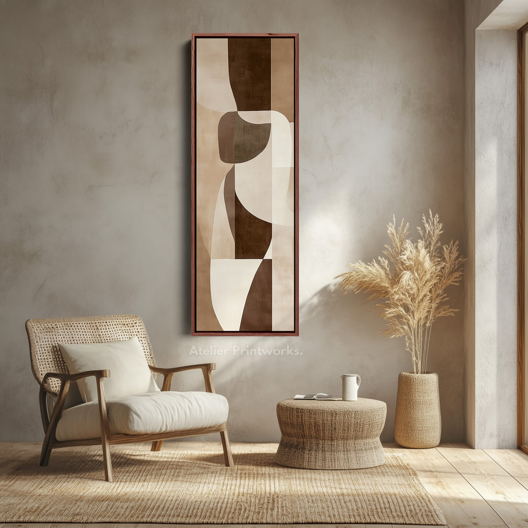 Hall Way Abstract Beige Large Vertical Long Skinny Wall Art