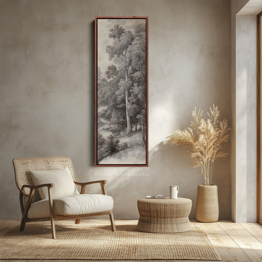 Hall Way Vintage Tree Large Vertical Long Skinny Wall Art