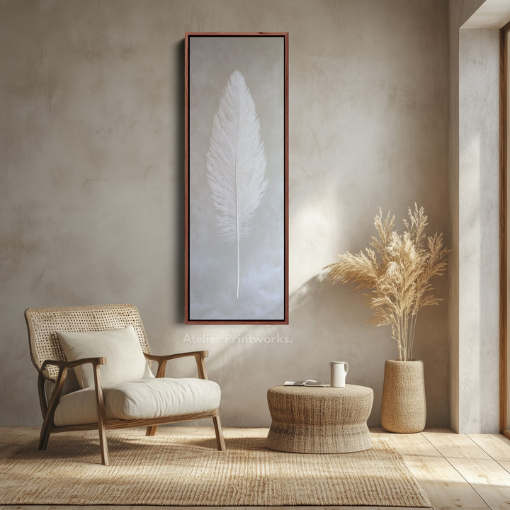 Vertical Wall Art White Feather Bedroom Wall Art