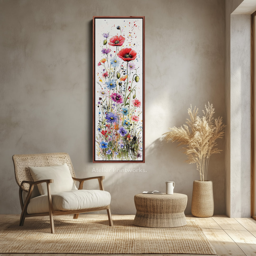 Bedroom Wall Art Vertical Long Decor Wild Flowers