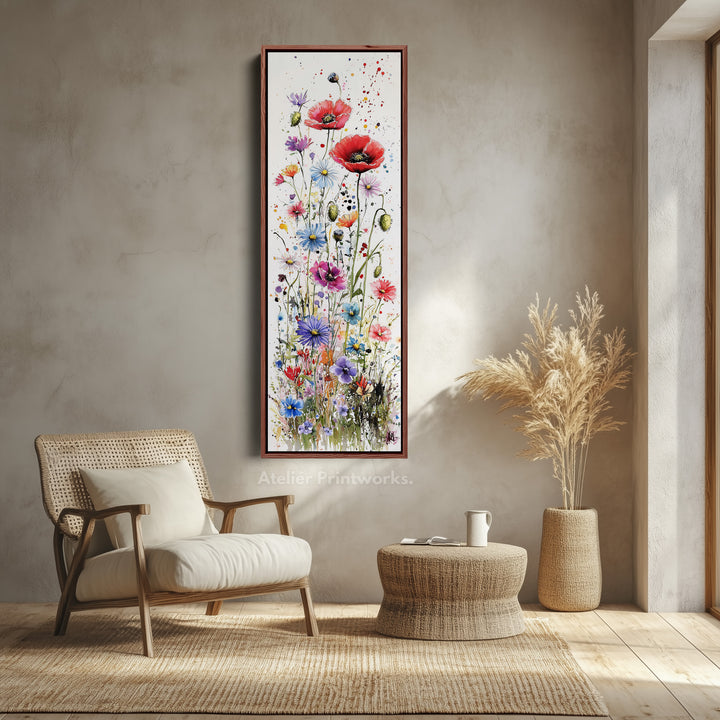 Bedroom Wall Art Vertical Long Decor Wild Flowers